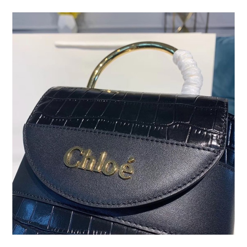 Chloe Small Aby Lock Chain Bag Embossed Croco Effect S1220