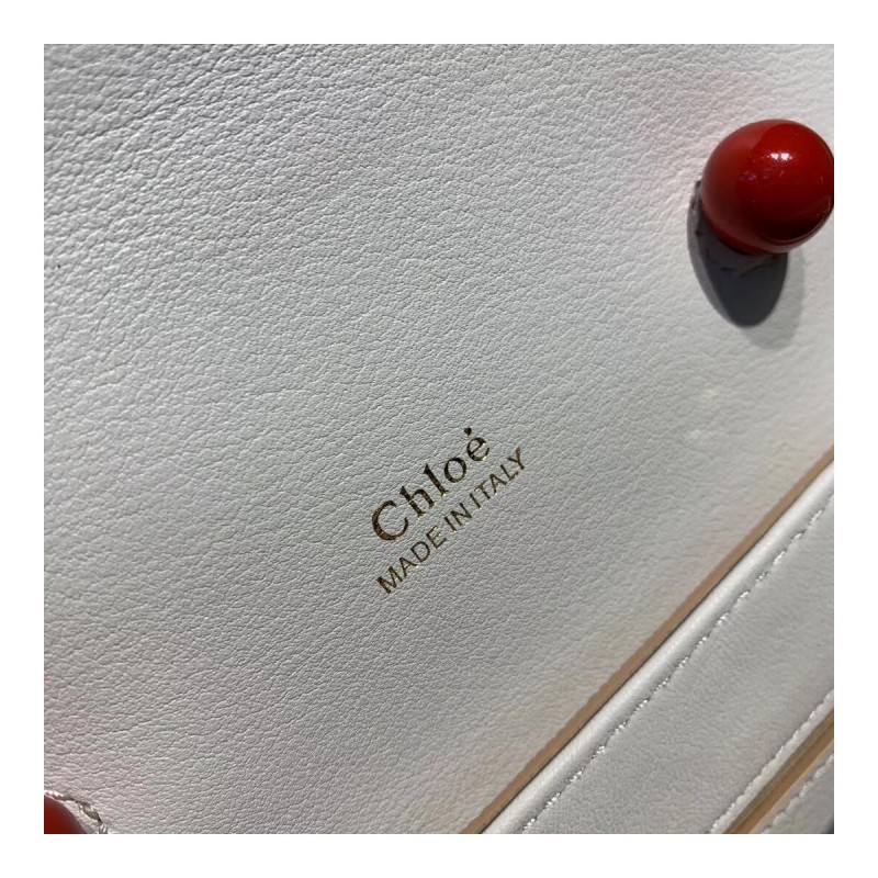 Chloe Small Aby Lock Chain Bag Embossed Lizard Effect S1220 Apricot/White