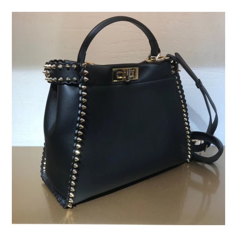 Fendi Peekaboo Medium with Metal-Plated Micro Studs 8BN290
