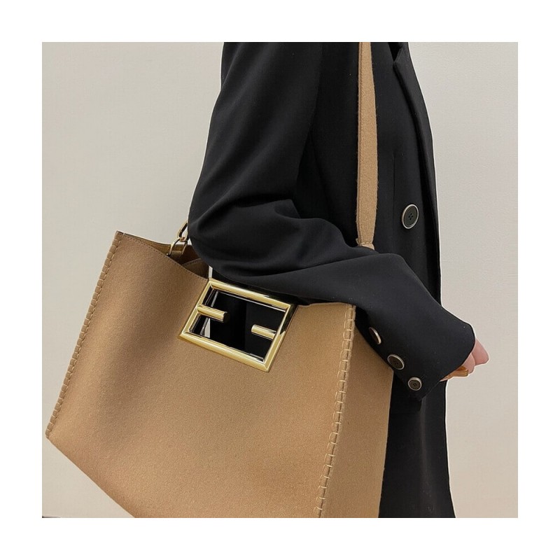 Fendi Beige Flannel Medium Way Bag 8BH391