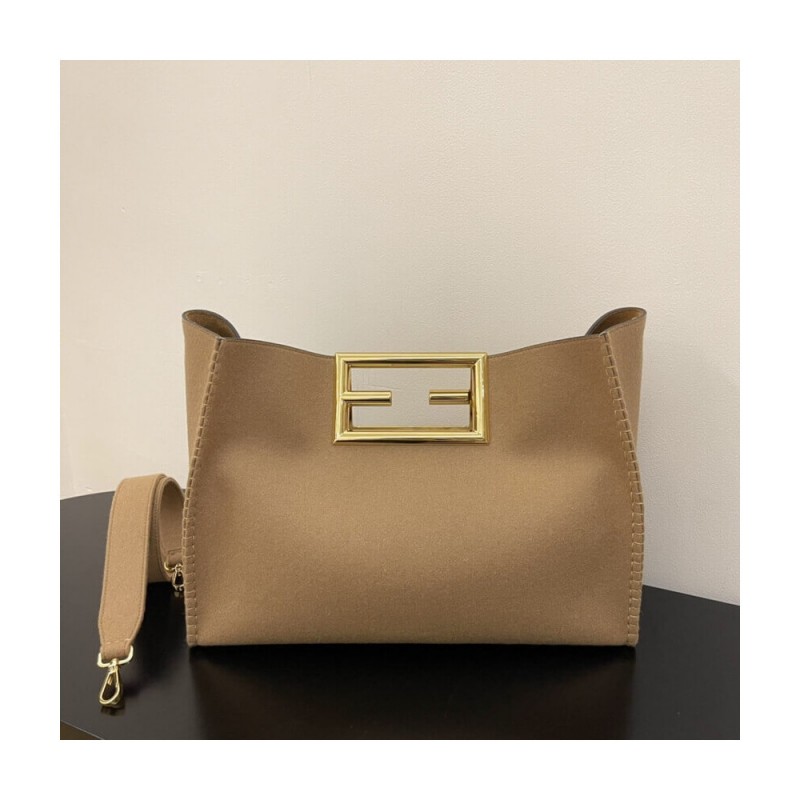 Fendi Beige Flannel Medium Way Bag 8BH391