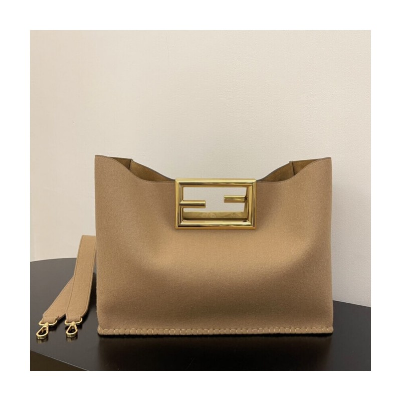 Fendi Beige Flannel Medium Way Bag 8BH391
