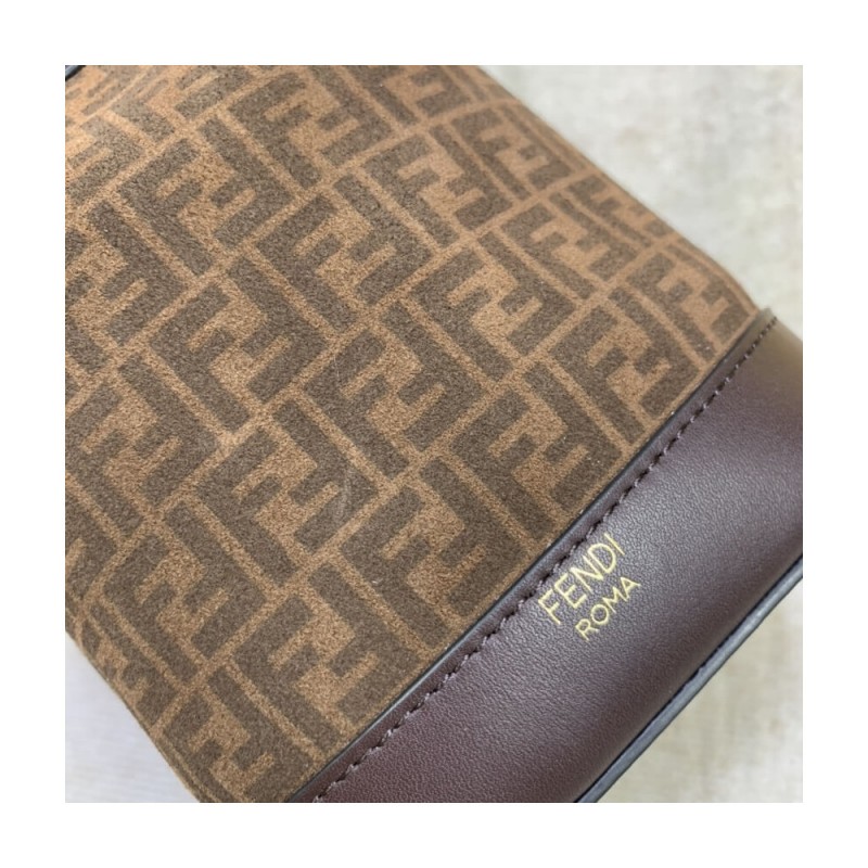 Fendi Mon Tresor Brown Leather Mini-Bag with FF Print 8BS010