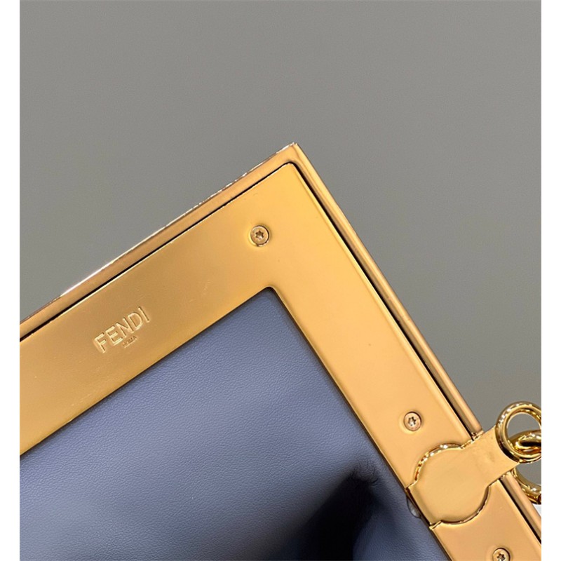 Fendi First Medium Grey flannel bag with embroidery 8BP127AHNGF0GEM