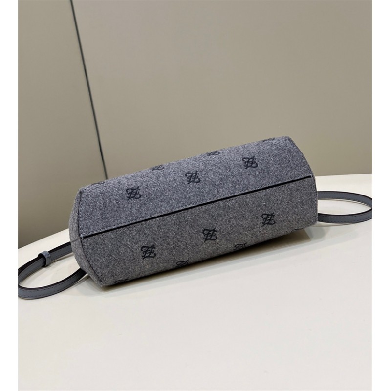 Fendi First Small Grey flannel bag with embroidery 8BP127AHNGF0GES