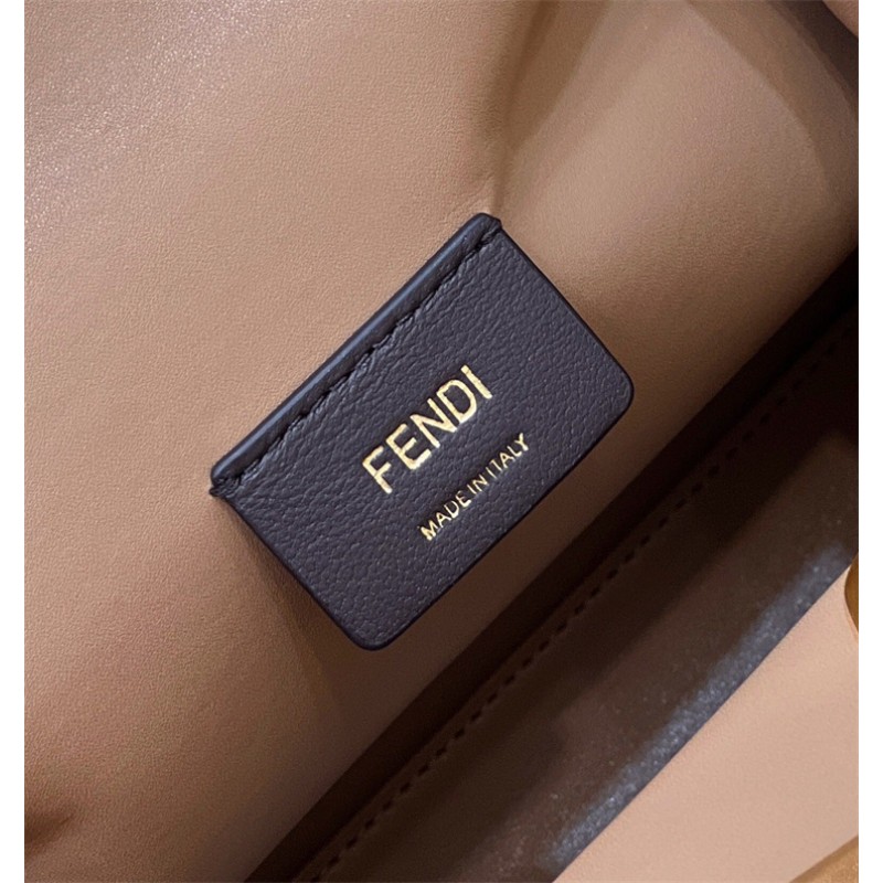 Fendi First Medium Beige flannel bag with embroidery 8BP127AHNGF0J2D