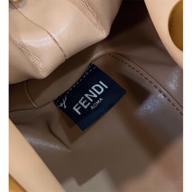 Fendi First Medium Beige flannel bag with embroidery 8BP127AHNGF0J2D