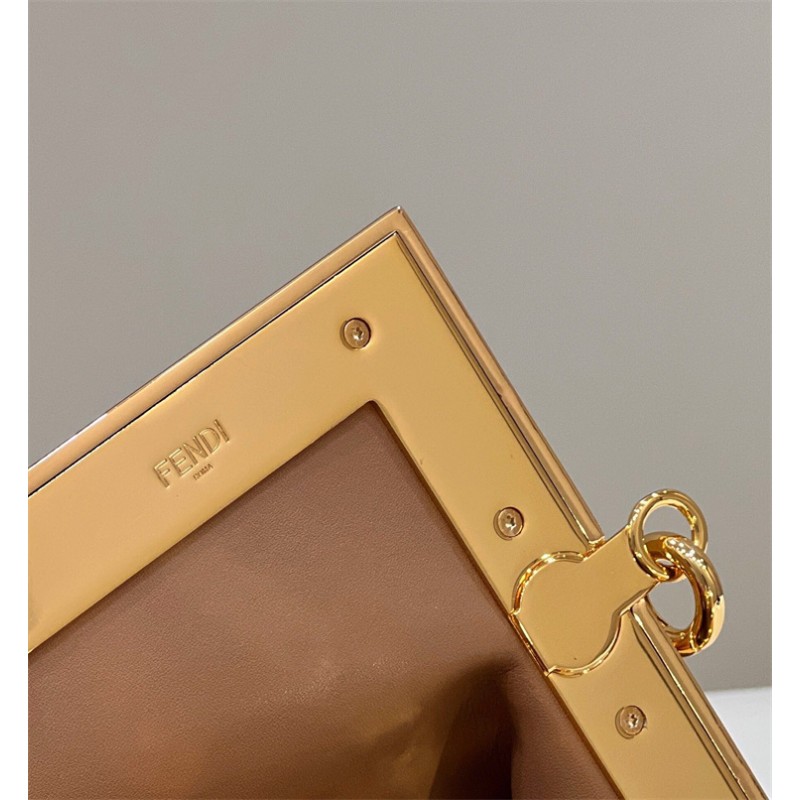 Fendi First Small Beige flannel bag with embroidery 8BP127AHNGF0SML