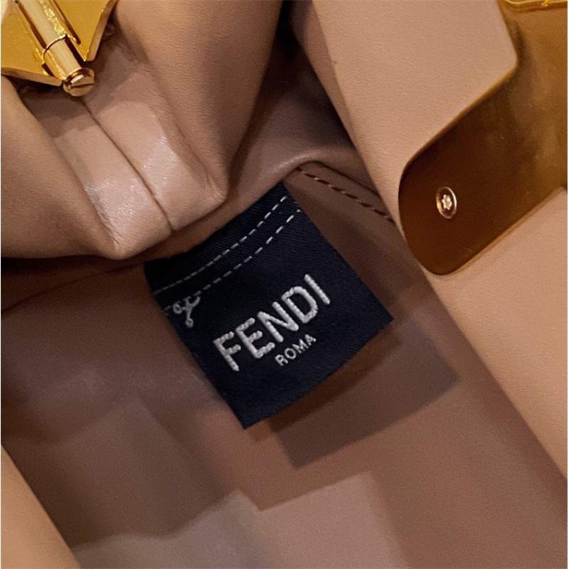 Fendi First Small Beige flannel bag with embroidery 8BP127AHNGF0SML