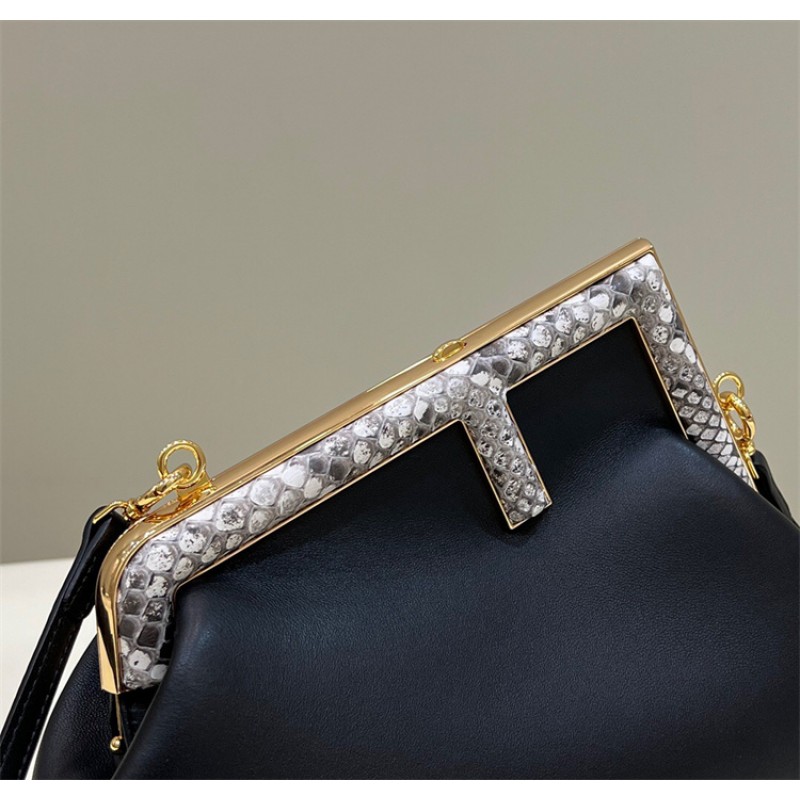 Fendi First Small Black leather and python leather bag 8BP129AGWRF1G5K