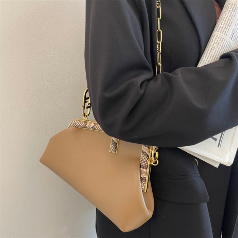 Fendi First Small Beige leather bag with exotic details 8BP129AGWRF1GEM