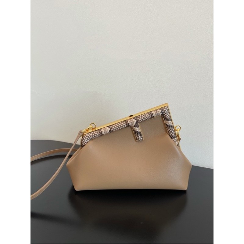 Fendi First Small Beige leather bag with exotic details 8BP129AGWRF1GEM