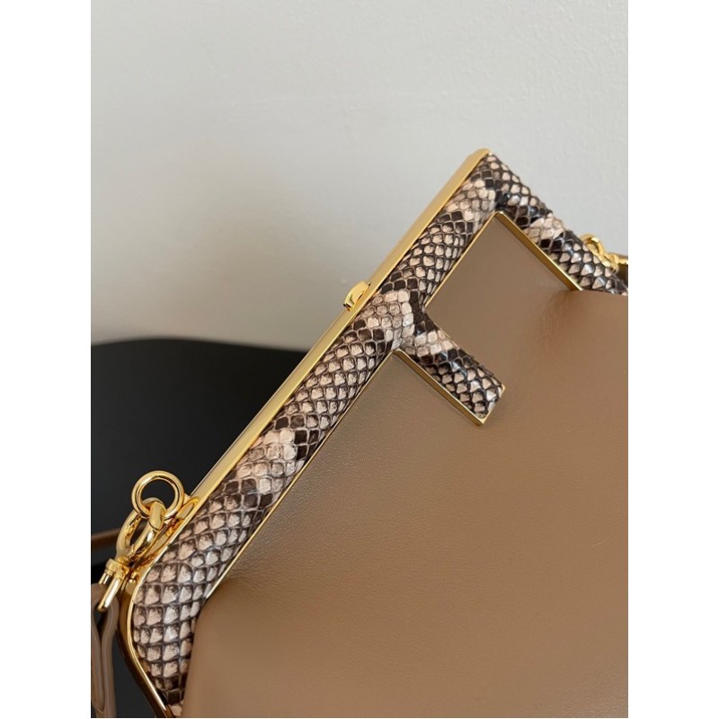 Fendi First Small Beige leather bag with exotic details 8BP129AGWRF1GEM