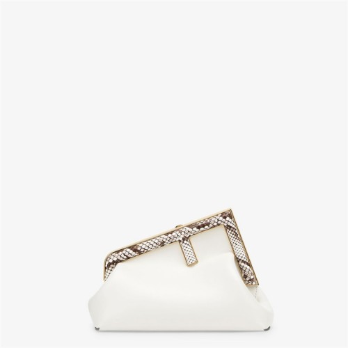 Fendi First Small White leather bag with exotic details 8BP129AGWRF1GEN