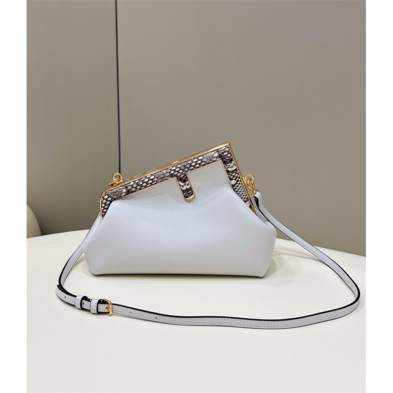 Fendi First Small White leather bag with exotic details 8BP129AGWRF1GEN