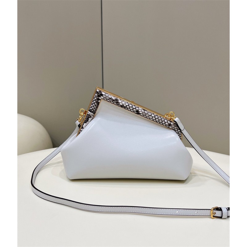 Fendi First Small White leather bag with exotic details 8BP129AGWRF1GEN