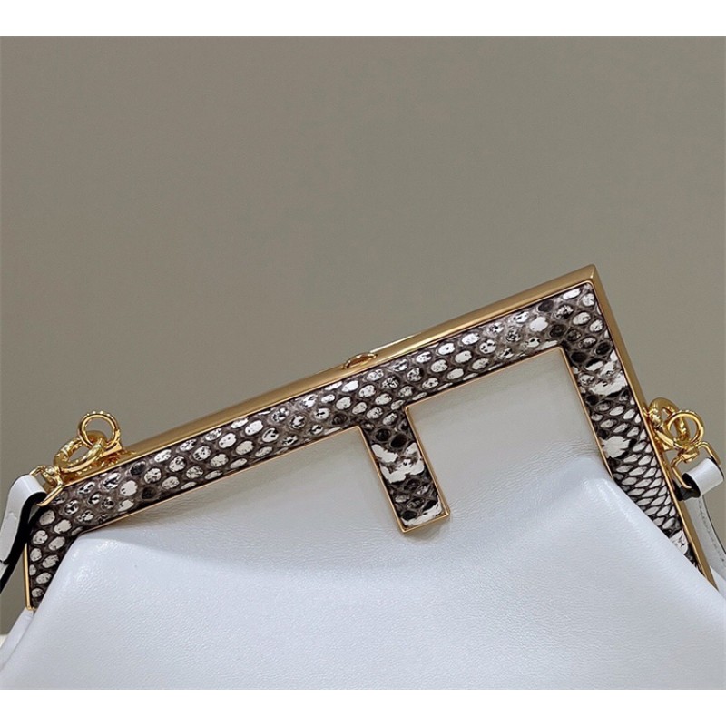 Fendi First Small White leather bag with exotic details 8BP129AGWRF1GEN