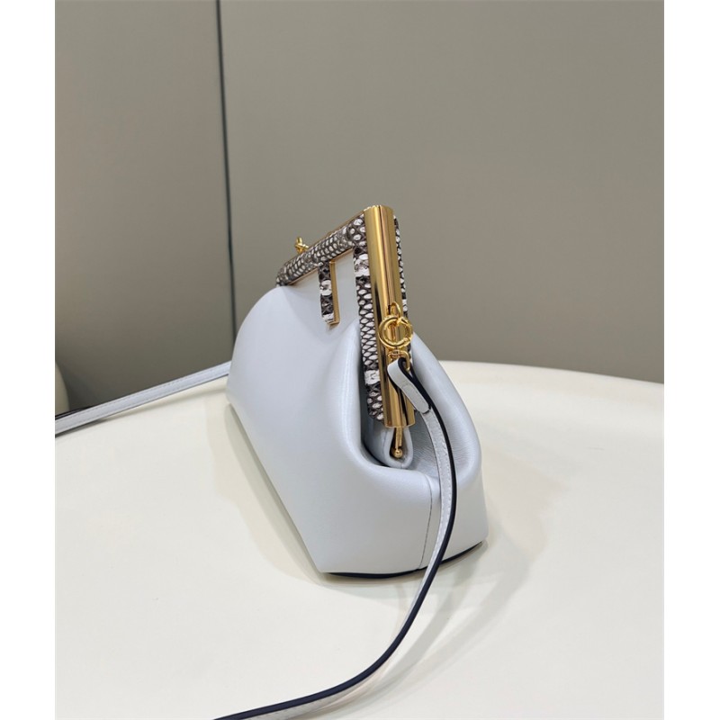 Fendi First Small White leather bag with exotic details 8BP129AGWRF1GEN