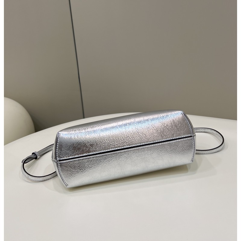Fendi First Small Silver laminated leather bag 8BP129AISPF0MK5