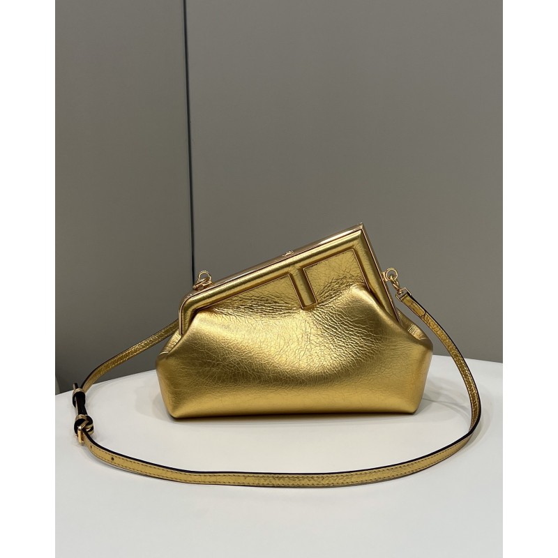 Fendi First Small Gold laminated leather bag 8BP129AISPF0RXU