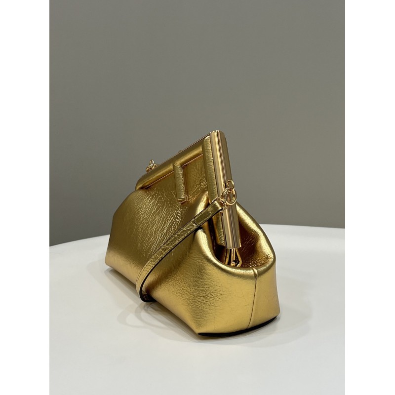 Fendi First Small Gold laminated leather bag 8BP129AISPF0RXU
