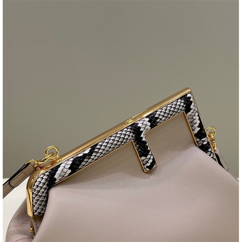 Fendi First Small Pink leather and python leather bag 8BP129AKKUF1HOP