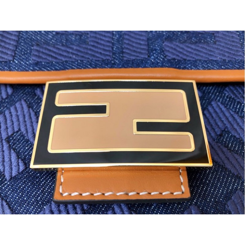 Fendi Iconic medium Baguette canvas bag dark blue 8BR600A9P2F1A18