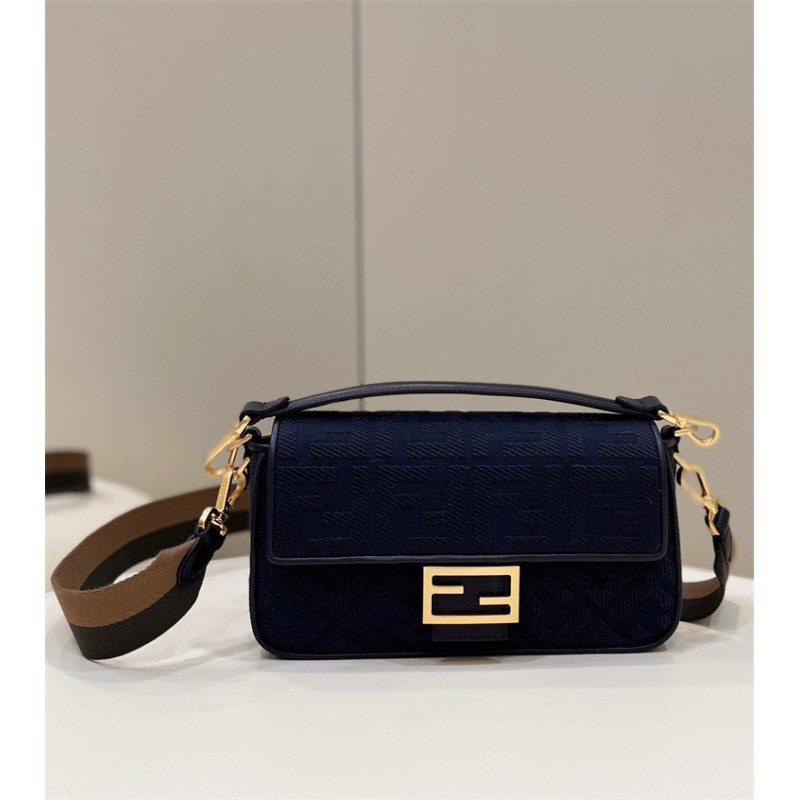 Fendi Iconic medium Baguette canvas bag dark blue 8BR600AC9OF19PO