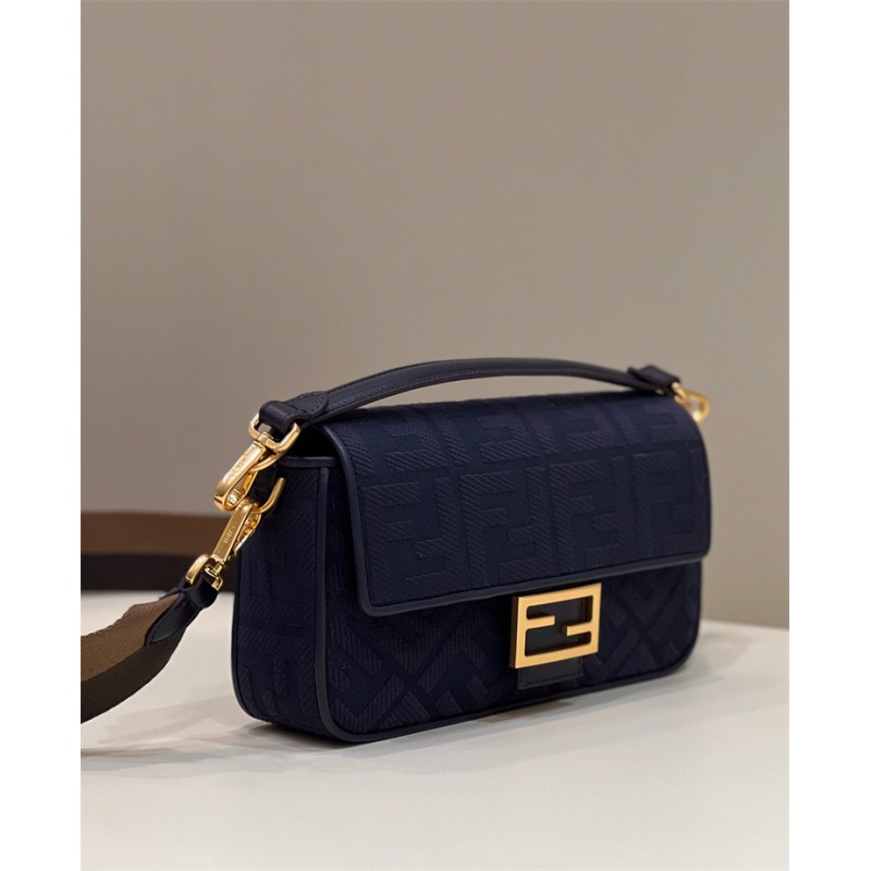Fendi Iconic medium Baguette canvas bag dark blue 8BR600AC9OF19PO