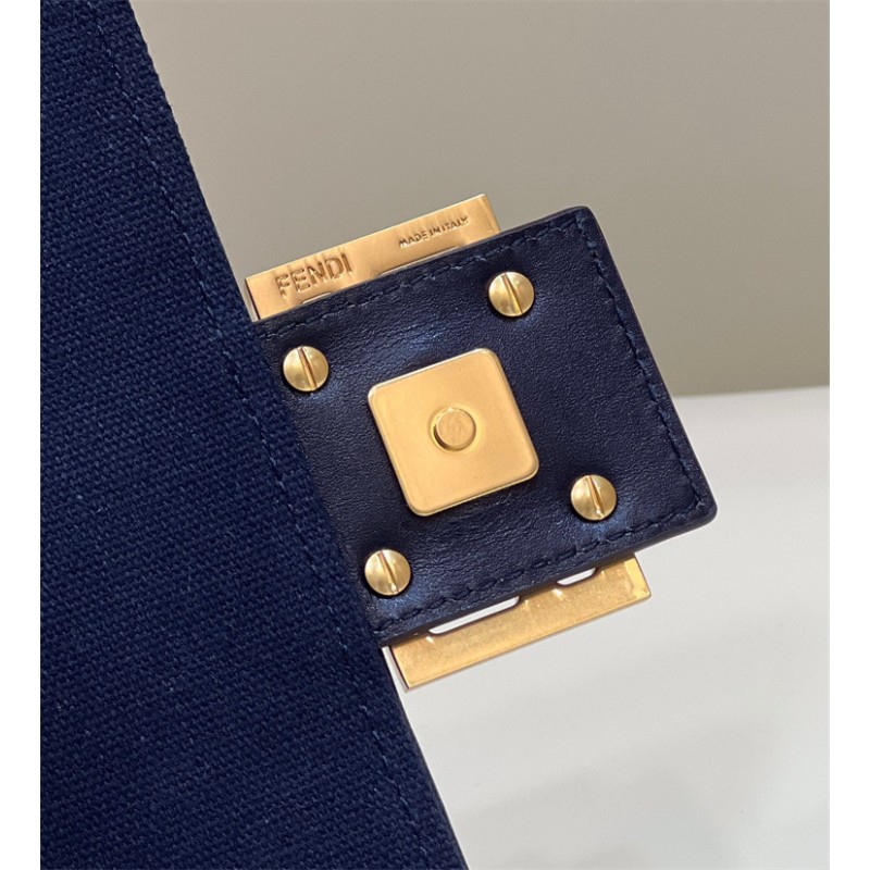 Fendi Iconic medium Baguette canvas bag dark blue 8BR600AC9OF19PO