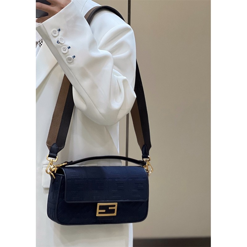 Fendi Iconic medium Baguette canvas bag dark blue 8BR600AC9OF19PO