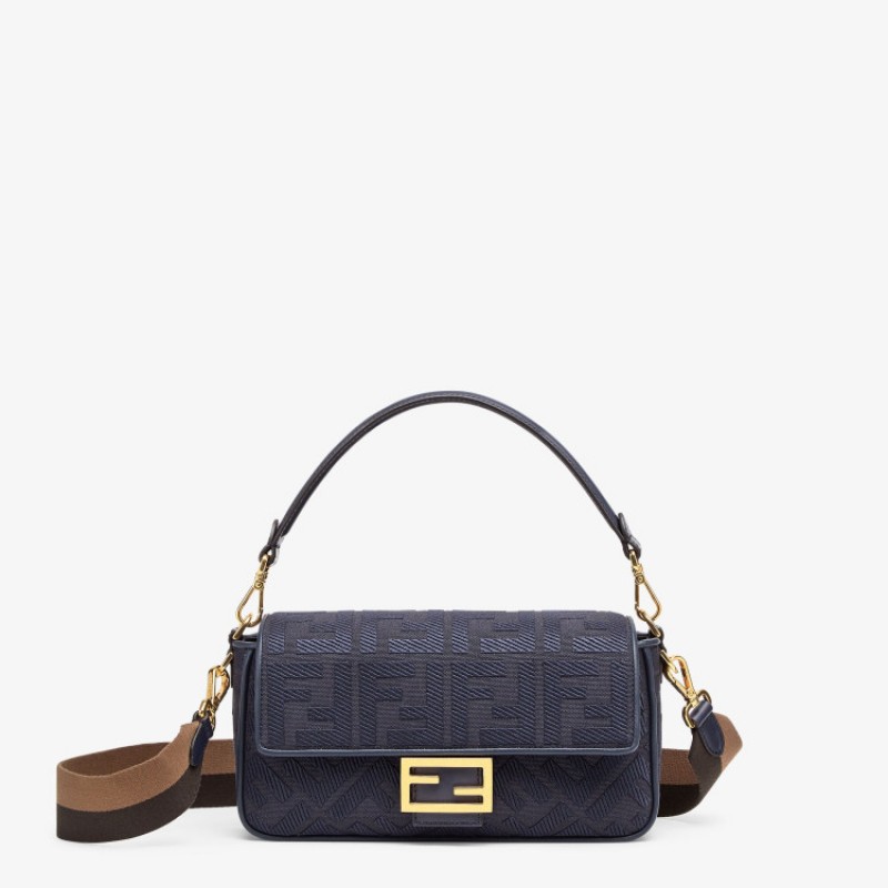 Fendi Iconic medium Baguette canvas bag dark blue 8BR600AC9OF19PO