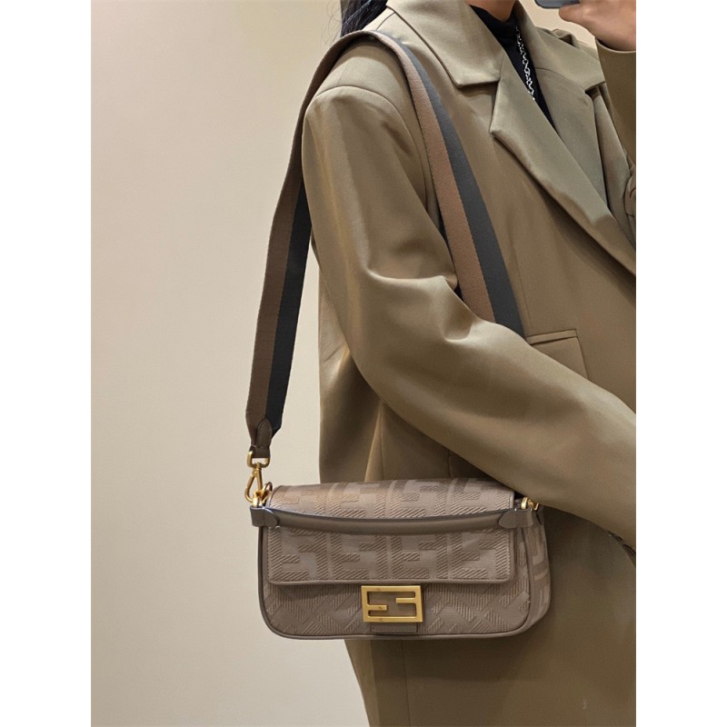 Fendi Iconic medium Baguette grey canvas bag 8BR600AC9OF1F7M