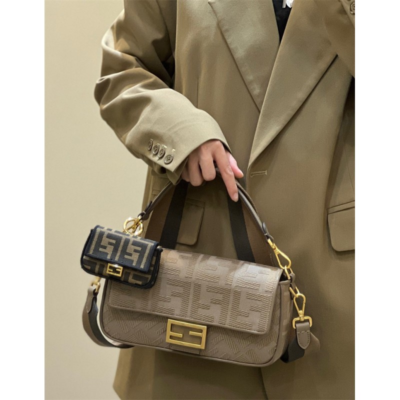 Fendi Iconic medium Baguette grey canvas bag 8BR600AC9OF1F7M