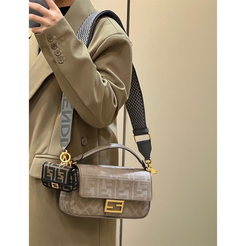 Fendi Iconic medium Baguette grey canvas bag 8BR600AC9OF1F7M