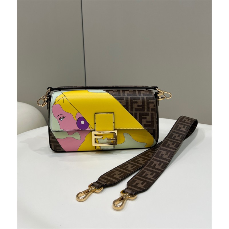 Fendi Iconic medium Baguette FF glazed fabric bag 8BR600AJH0F1HB5