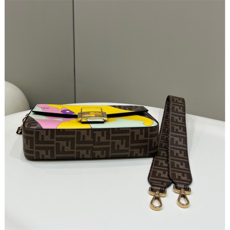 Fendi Iconic medium Baguette FF glazed fabric bag 8BR600AJH0F1HB5