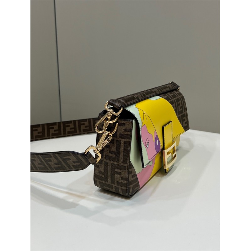 Fendi Iconic medium Baguette FF glazed fabric bag 8BR600AJH0F1HB5
