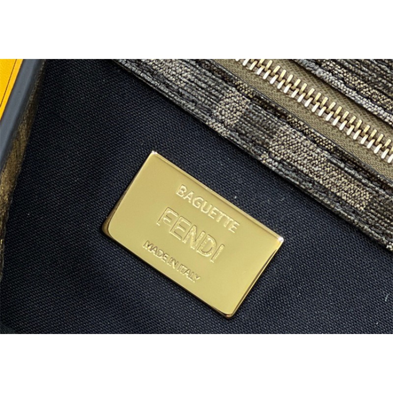 Fendi Iconic medium Baguette FF glazed fabric bag 8BR600AJH0F1HB5