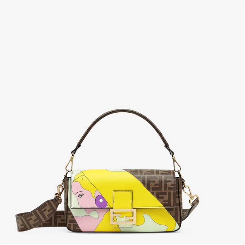 Fendi Iconic medium Baguette FF glazed fabric bag 8BR600AJH0F1HB5