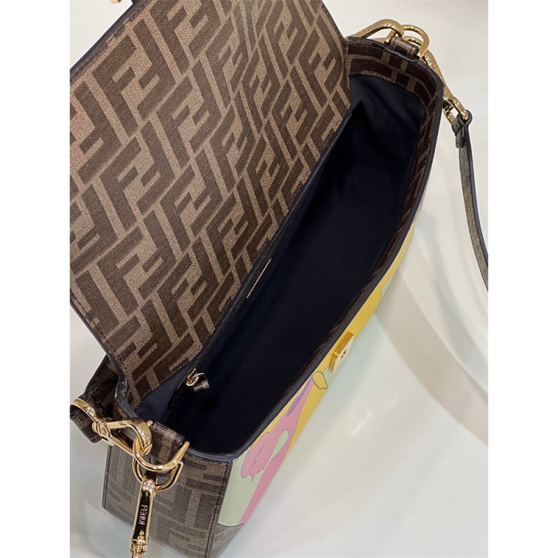 Fendi Iconic medium Baguette FF glazed fabric bag 8BR600AJH0F1HB5