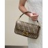 Fendi Iconic medium Baguette bag made of brown houndstooth wool with the  FF embroidery 8BR600AKRZF1IRG