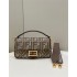 Fendi Iconic medium Baguette bag made of brown houndstooth wool with the  FF embroidery 8BR600AKRZF1IRG