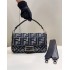 Fendi Iconic medium Baguette bag made of gray houndstooth wool with the  FF embroidery 8BR600AKRZF1J5M