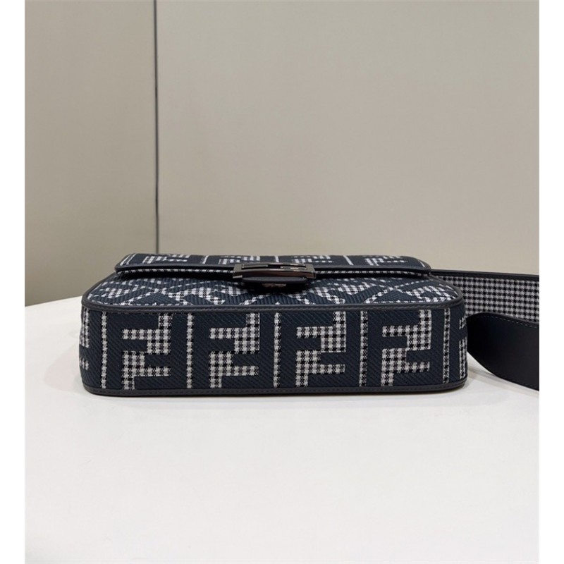 Fendi Iconic medium Baguette bag made of gray houndstooth wool with the  FF embroidery 8BR600AKRZF1J5M
