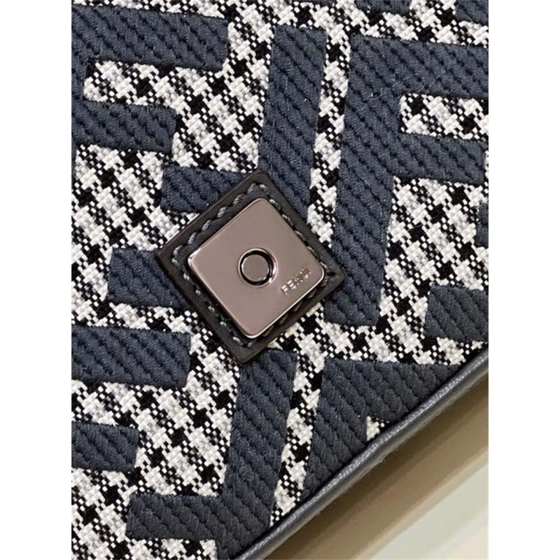 Fendi Iconic medium Baguette bag made of gray houndstooth wool with the  FF embroidery 8BR600AKRZF1J5M