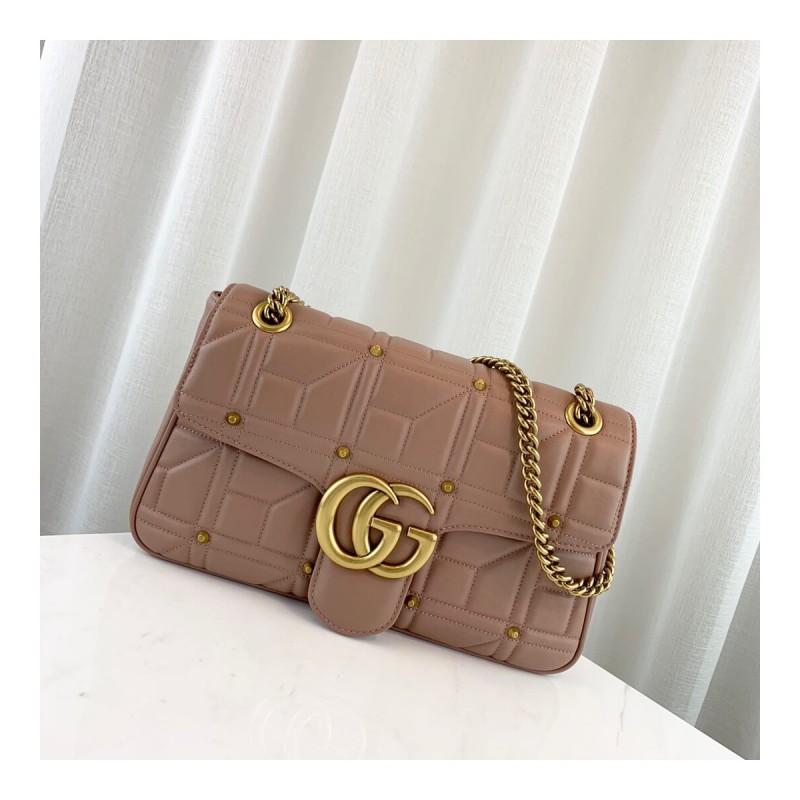 Gucci GG Marmont Matelassé Shoulder Bag With Studs 443496