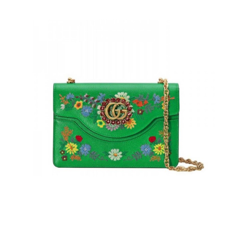 Gucci Floral Embroidered Small Leather Shoulder Bag 499617
