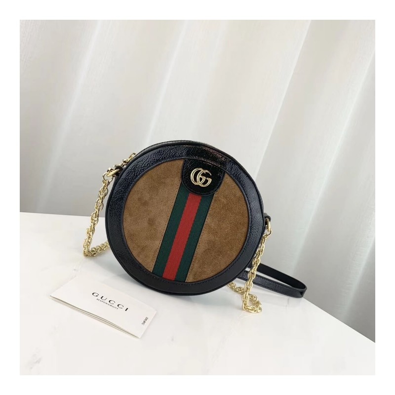 Gucci Suede Ophidia Mini Round Shoulder Bag 550618