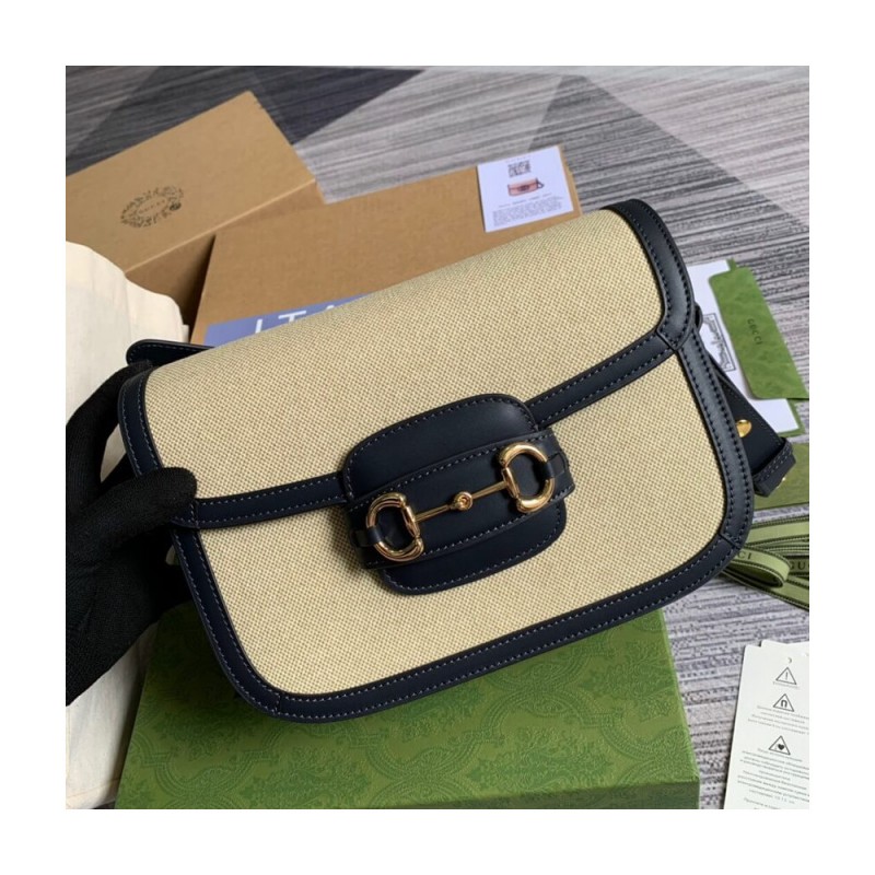 Gucci Horsebit 1955 Small Bag 602204 in Beige Canvas